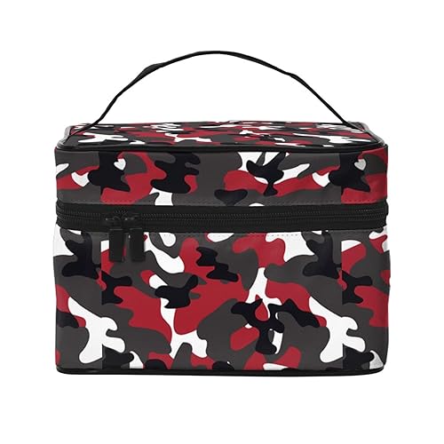 hansgo Kosmetiktasche für Damen, Motiv: Soldat, Camouflage-Muster, modisch, Reise-Make-up-Tasche, Kulturbeutel, Rot, Einfarbig, Einheitsgröße von hansgo