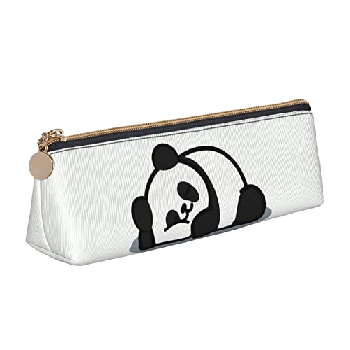 hansgo Niedlicher schlafender Panda Dreieck Kleine Federmäppchen Bleistift Tasche Tragbare Stift Tasche Leder Stift Beutel, Einfarbig, Taschen-Organizer von hansgo