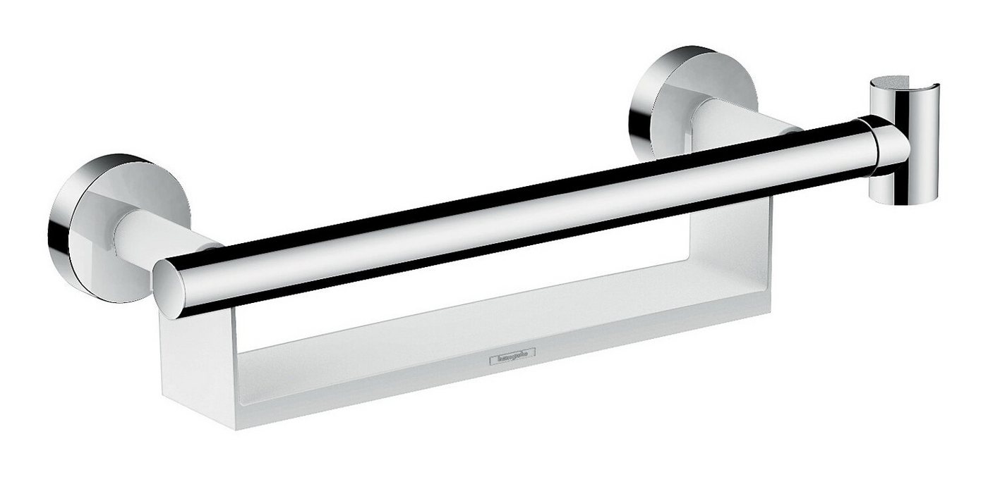 hansgrohe Badewannengriff Unica, Haltegriff Comfort mit Ablage und Brausehalter - Weiß / Chrom von hansgrohe