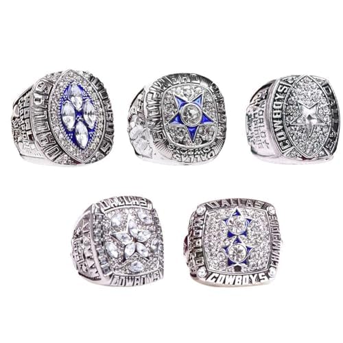 haobook NFL-Meisterschaftsring-Set, 1971, 1977, 1992, 1993, 1995, Nachbildung des Super Bowl, Souvenir, für Männer, Jungen, Väter, Fans,Silber haobook NFL-Meisterschaftsring-Set, 1971, 1977, 1992, 1993, 1995, Nachbildung des Super Bowl, Souvenir, für Männer, Jungen, Väter, Fans,Silber von haobook