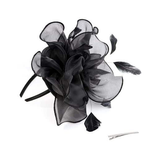 Damen Fascinator Hut Hochzeit Braut Mesh Kopfbedeckung Frauen Mädchen Haar Clip Accessoire Elegant Klassisch Party Haarschmuck Federn Blumen Kopfschmuck 20er Jahre Stirnband für Kirche Tea Cocktail von haozaikeji