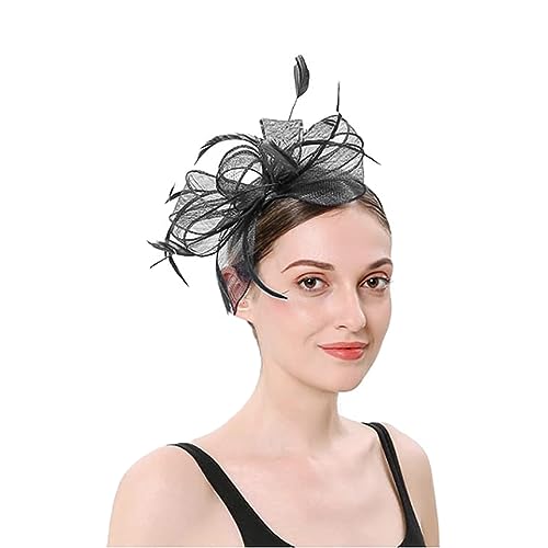 Fascinator Hüte Braut Schleier Kopfbedeckung Damen Mädchen Haar Clip Accessoire Cocktail Party Haarklammer Klassisch Elegant Kopfschmuck 20er Jahre Stirnband Feder Hochzeit Haarschmuck Kirche Tea von haozaikeji