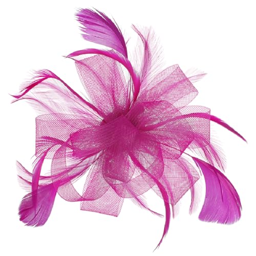 Fascinator Hut Blumen Pillbox Hut mit Schleier Federn Braut Kopfbedeckung Damen Mädchen Haar Clip Elegant Hochzeit Kirche Kopfschmuck Accessoire Cocktail Tea Party 20er 50er Jahre Haarschmuck von haozaikeji