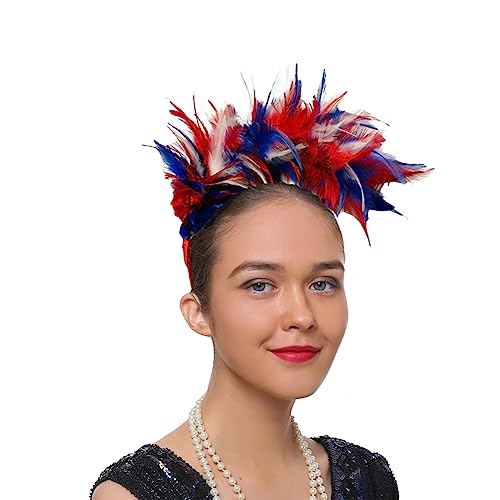 Feder Stirnband 1920er Kopfschmuck Fasching Fascinator mit Haarreif Damen Mädchen Kopfbedeckung Accessoire Party Haarband Klassisch Elegant Kostüm Stirnband Federn Hochzeit Haarschmuck Kirche Tea von haozaikeji