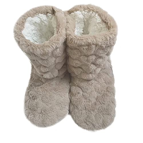 Hohe Hausschuhe Warm Damen Herren Hausstiefel Winter Hüttenstiefel Plüsch Hüttenschuhen Unisex Winterhausschuhe Kuschelig Wärme Pantoffeln Rutschfest Bequem Slipper Stiefel Schuhe für Drinnen Draußen von haozaikeji