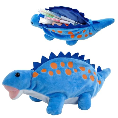 haozaikeji Jungen Mädchen Plüsch Federmäppchen Niedlich Plüsch Dinosaurier Bleistift Pouch, Weiche Stift Aufbewahrungstasche Neuheit Stift Schreibwaren Box Reißverschluss Bleistifthalter Tasche für von haozaikeji