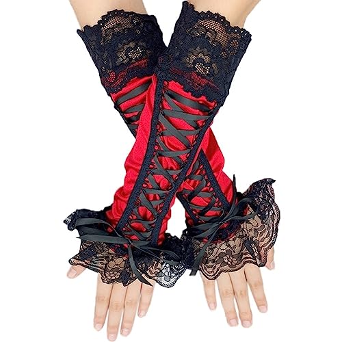 Spitze Fingerlos Armstulpen Vintage Opernhandschuhe Elegant Gothic Arm Ärmel Abendhandschuhe Party Lang Tanzhandschuhe 1920er Stil Handschuhe Hochzeit Classic Handgelenk Manschetten von haozaikeji