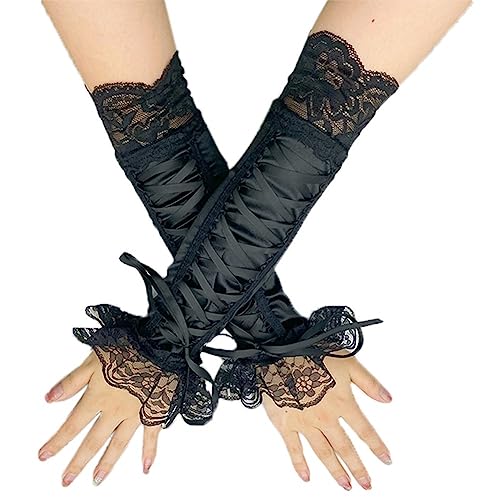 haozaikeji Spitze Fingerlos Armstulpen Vintage Opernhandschuhe Elegant Gothic Arm Ärmel Abendhandschuhe Party Lang Tanzhandschuhe 1920er Stil Handschuhe Hochzeit Classic Handgelenk Manschetten von haozaikeji