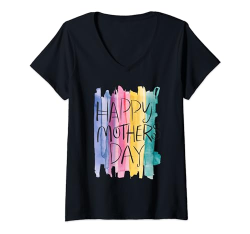 Damen Happy Mother Day for Mom Happy Mom Day Love T-Shirt mit V-Ausschnitt von happy newdesign outfit