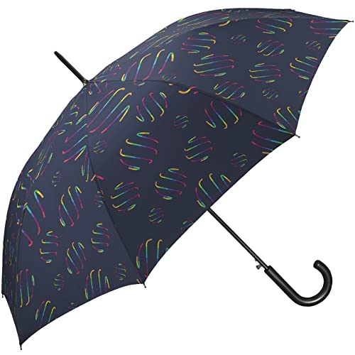 Damen Stockschirm mit Automatik Rainbow Swirls - blau von happy rain