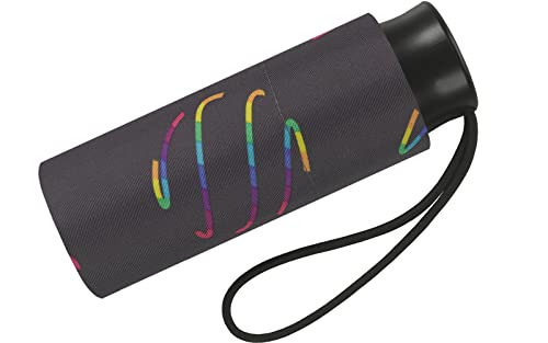 Damen Taschenschirm Ultra Mini Rainbow Swirls - grau von happy rain