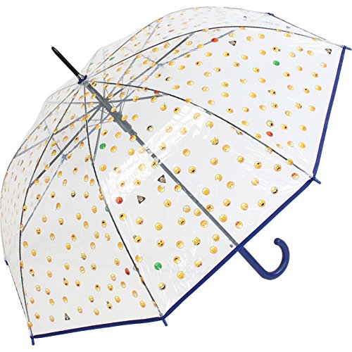 happy rain Regenschirm durchsichtig transparent mit Automatik Smile Bedruckt - blau von happy rain