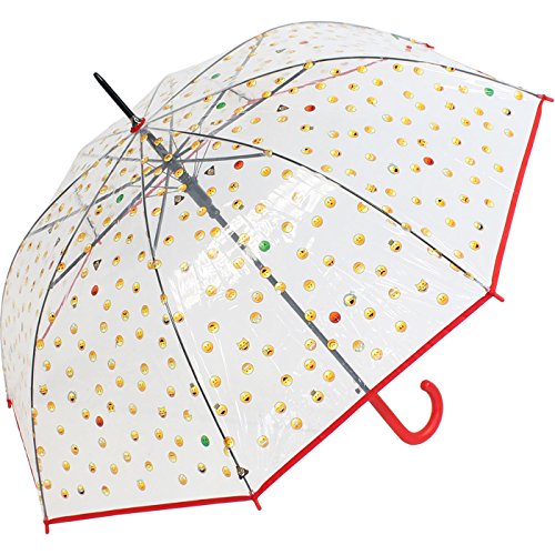 happy rain Regenschirm durchsichtig transparent mit Automatik Smile Bedruckt - rot von happy rain