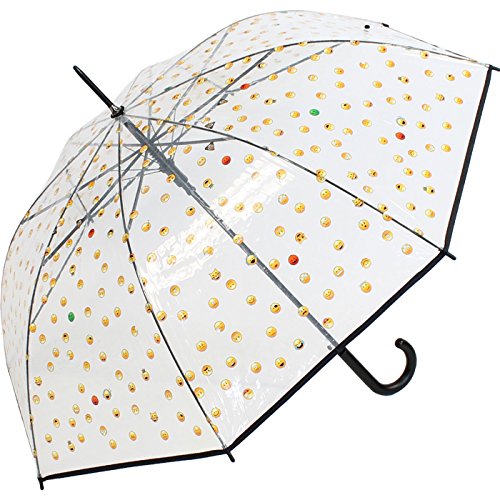happy rain Regenschirm durchsichtig transparent mit Automatik Smile Bedruckt - Schwarz von happy rain