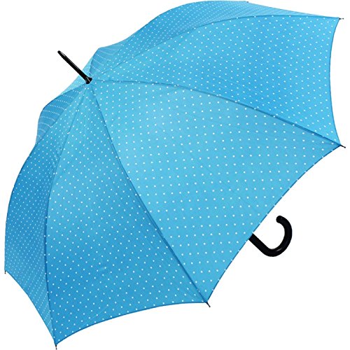 Flash Damen Stockschirm groß stabil mit Automatik - Dots (hellblau) von happy rain