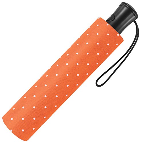 Mini-Taschenschirm Damen Flash Auf-Automatik - Dots - orange von happy rain