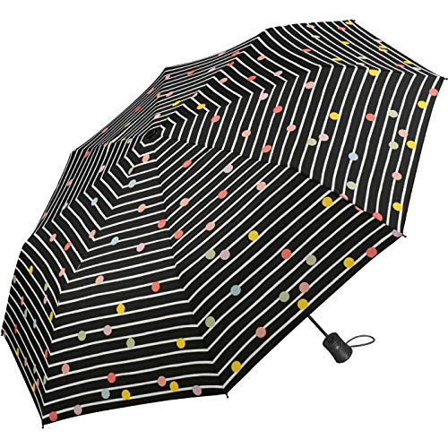 happy rain Regenschirm Bikini Dots & Stripes Schwarz - Taschenschirm Auf-Automatik von happy rain