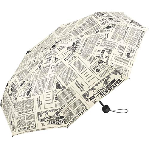 happy rain Newspaper Regenschirm Taschenschirm Handöffner 95 cm, Taschenschirm-Handöffner, 95 cm, Vintage von happy rain