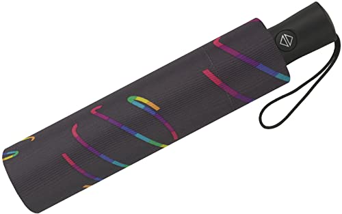 happy rain Damen Taschenschirm mit Auf-Zu-Automatik Rainbow Swirls - Grau von happy rain