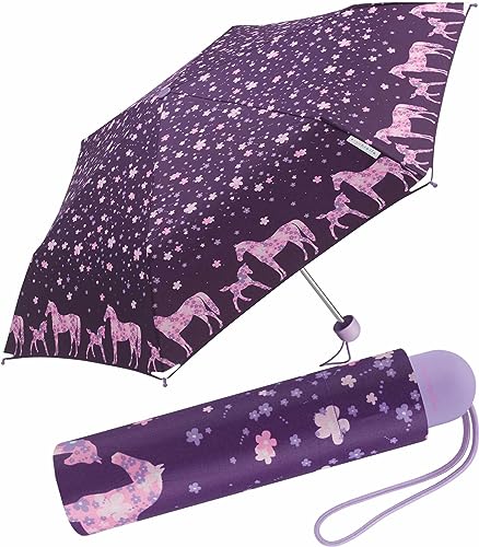 happy rain Ergobrella Kinder-Taschenschirm mit reflektierenden Elementen ponylove, 89 cm von happy rain