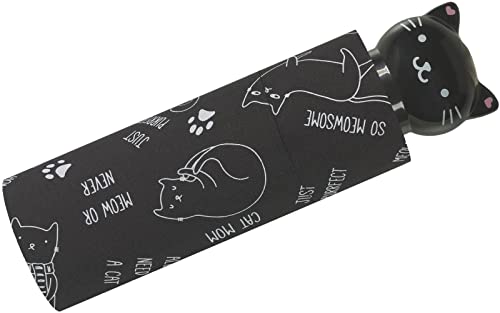 happy rain Niedlicher Katzenschirm Damen Taschenschirm Handöffner mit Katzenkopf-Griff Cats Schwarz-Weiß - Ultra Mini, 90 cm von happy rain