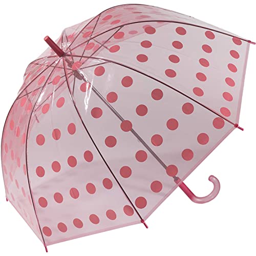 happy rain Regenschirm Damen Transparentschirm Pink Punkte Big Dots 92 cm 325g Poe Kunststoff von happy rain