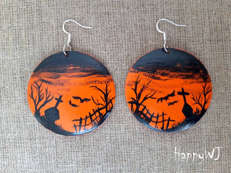 Halloween Ohrringe Baumeln, Schmuck, Primitive Halloween, Goth Ohrringe, Kostüm Damen, Accessoires von happyWJ
