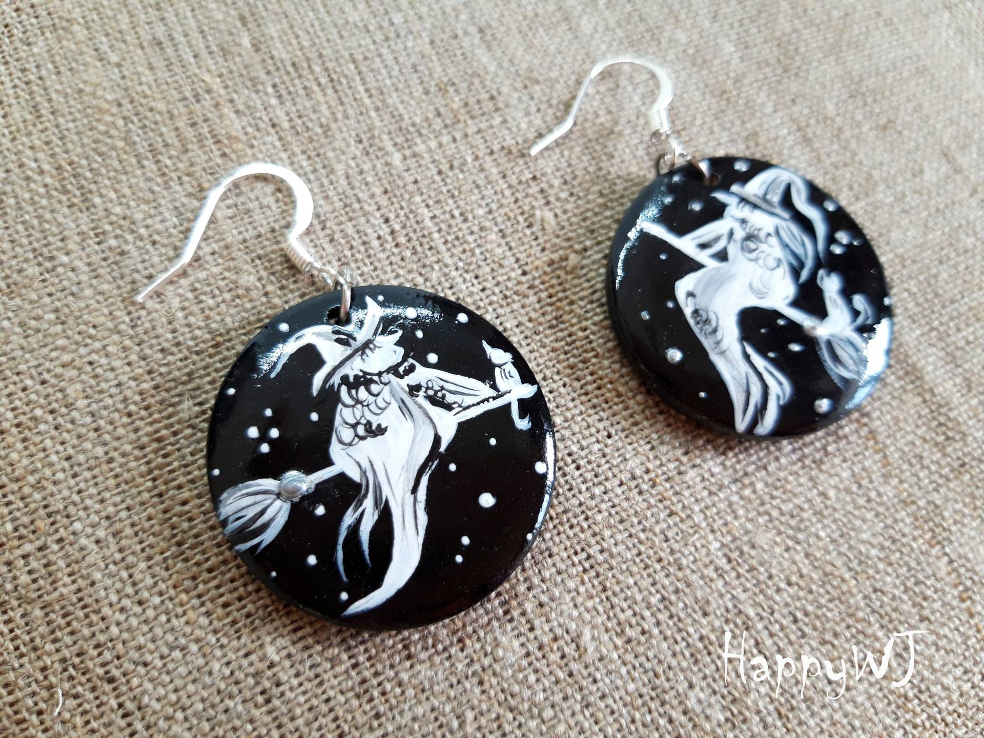 Hexenschmuck, Halloween Schmuck, Hexen Ohrringe, Dekor, Dekoration, Schwarze Goth Ohrringe von happyWJ