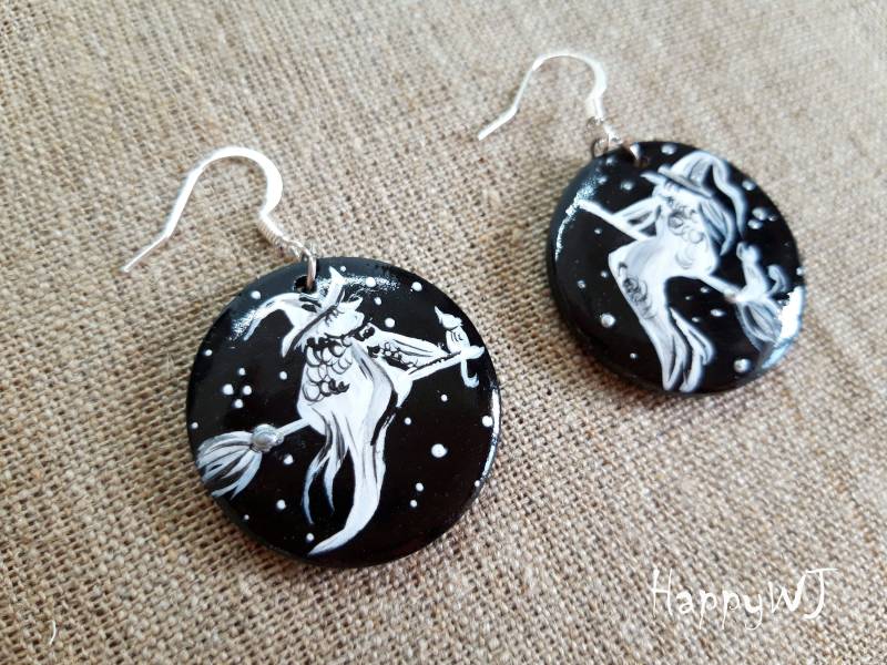 Hexenschmuck, Halloween Schmuck, Hexen Ohrringe, Dekor, Dekoration, Schwarze Goth Ohrringe von happyWJ