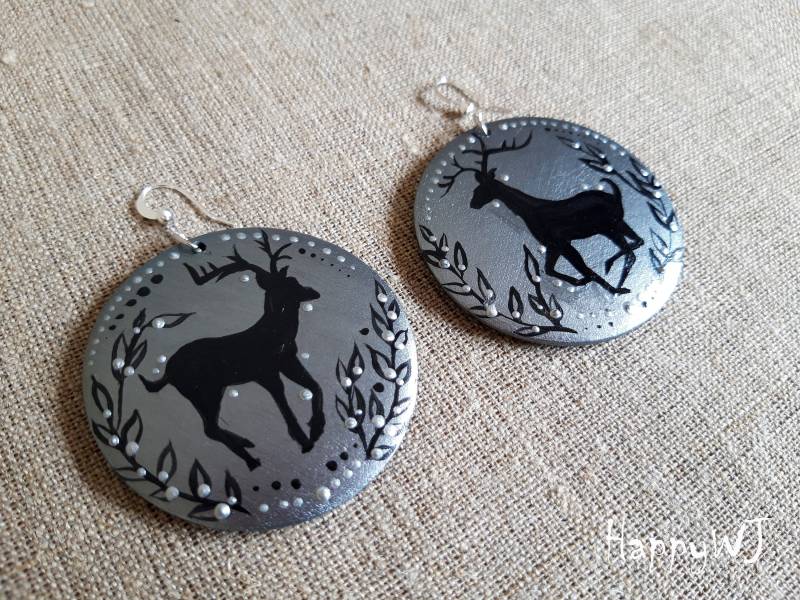 Weihnachten Deer Ohrringe Aus Holz Für Mädchen - Winter Und Urlaub Unter Dem Motto Kinderschmuck von happyWJ