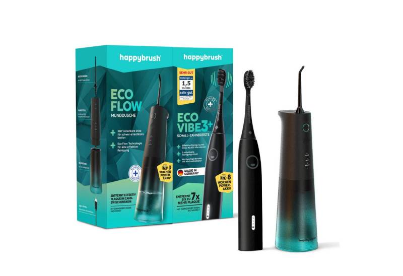 happybrush Munddusche Munddusche & Eco Vibe 3+, Aufsätze: 2 St., Integrierter Timer für die ideale Pflegedauer von happybrush
