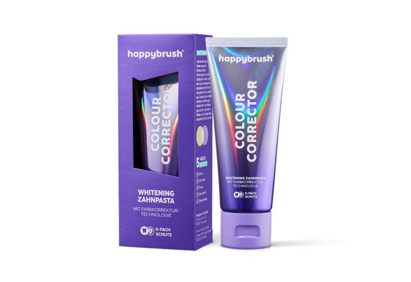 happybrush Zahnpasta Colour Corrector, (Einzelpack) Farbkorrektur-Technologie, 5-fach Schutz von happybrush