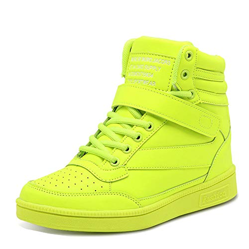 happygo! Damen Keilabsatz Sneakers Wedges Keilabsatz 28cm High Top Sneakers Stiefel Knöchel Klettverschluss Schwarz von happygo!