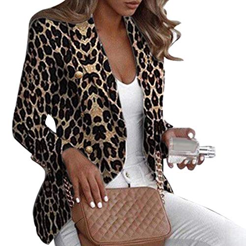 happyhouse009 Damen Langarm Blazer Jacken Leopard Print Revers Knopf Anzug Blazer Slim Fit Jacke Mantel Schwarz S happyhouse009 Damen Langarm Blazer Jacken Leopard Print Revers Knopf Anzug Blazer Slim Fit Jacke Mantel Schwarz S von happyhouse009