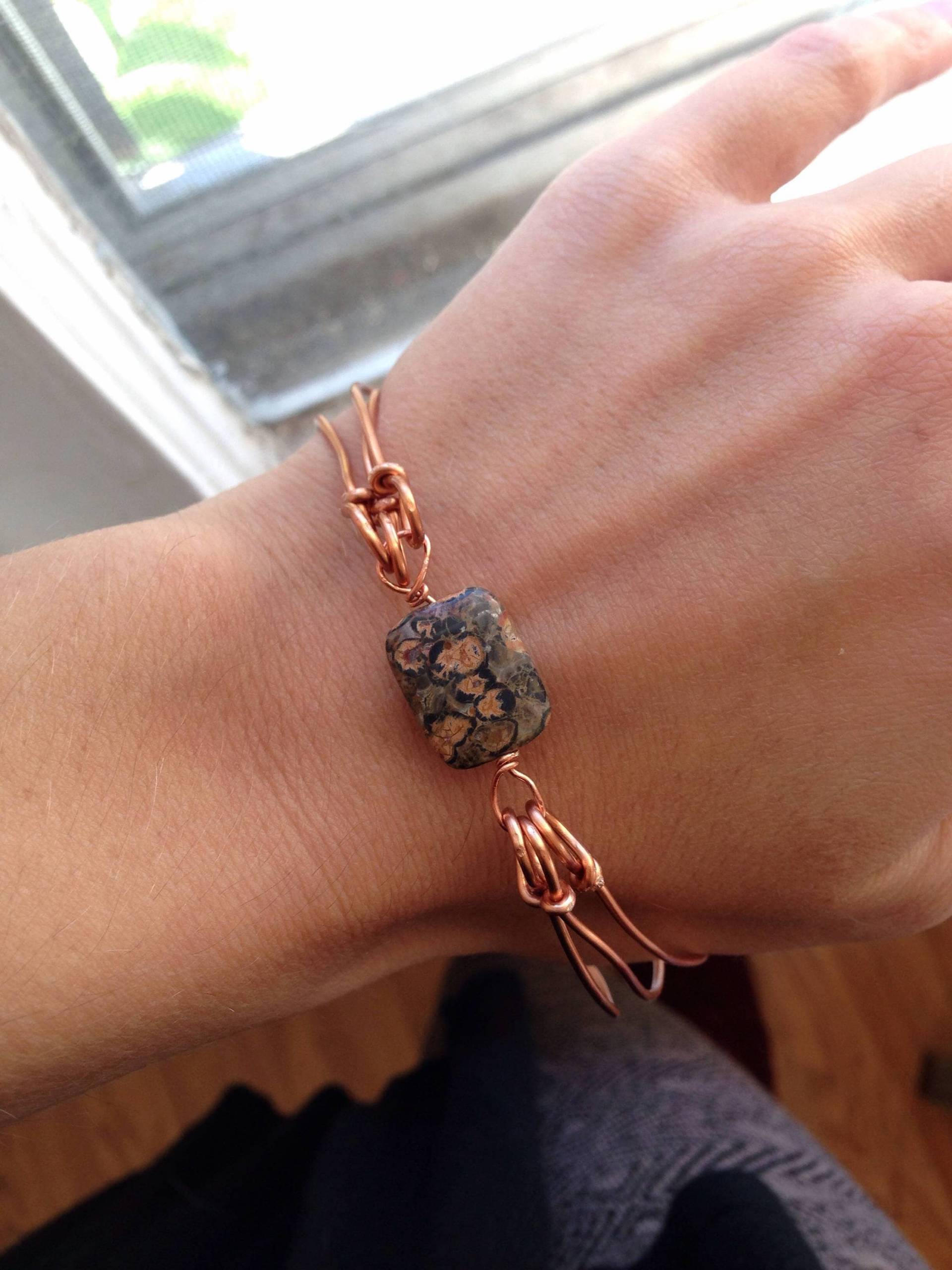 Frauen Geburtstagsgeschenk - Leopard Haut Jaspis Armband Rosa Kristall Armreif Boho Für Frauen Geburtstagsgeschenk - Leopard Haut Jaspis Armband Rosa Kristall Armreif Boho Für von happymedium4eco