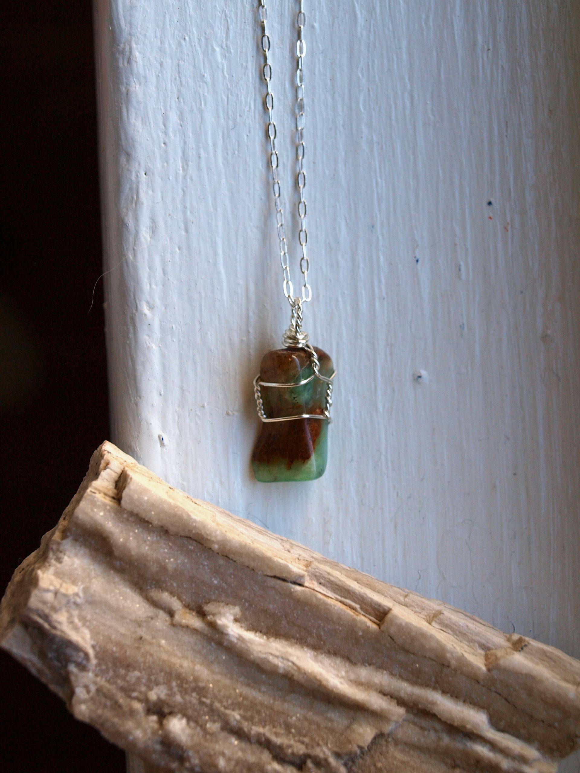 Silber Chrysopras Halskette Heilkristall Geschenk Schmuck, Anhänger, Frauen Kristall Silber Chrysopras Halskette Heilkristall Geschenk Schmuck, Anhänger, Frauen Kristall von happymedium4eco