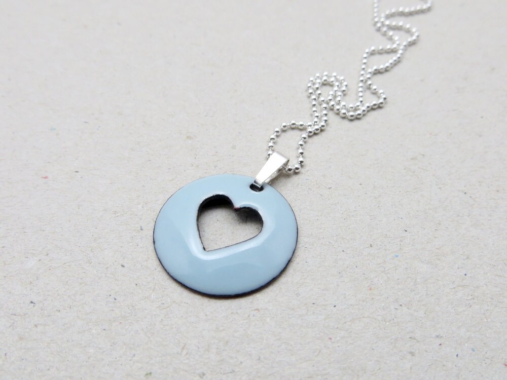 Feine 925 Silber Kette Mit Pastell Blauem Herz Anhänger - Emaille Halskette Feine 925 Silber Kette Mit Pastell Blauem Herz Anhänger - Emaille Halskette von happyment