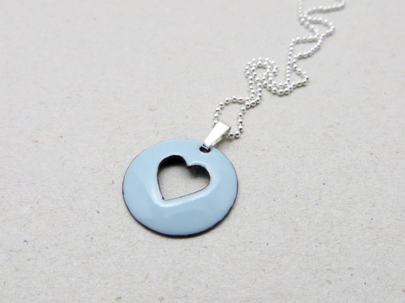Feine 925 Silber Kette Mit Pastell Blauem Herz Anhänger - Emaille Halskette Feine 925 Silber Kette Mit Pastell Blauem Herz Anhänger - Emaille Halskette von happyment