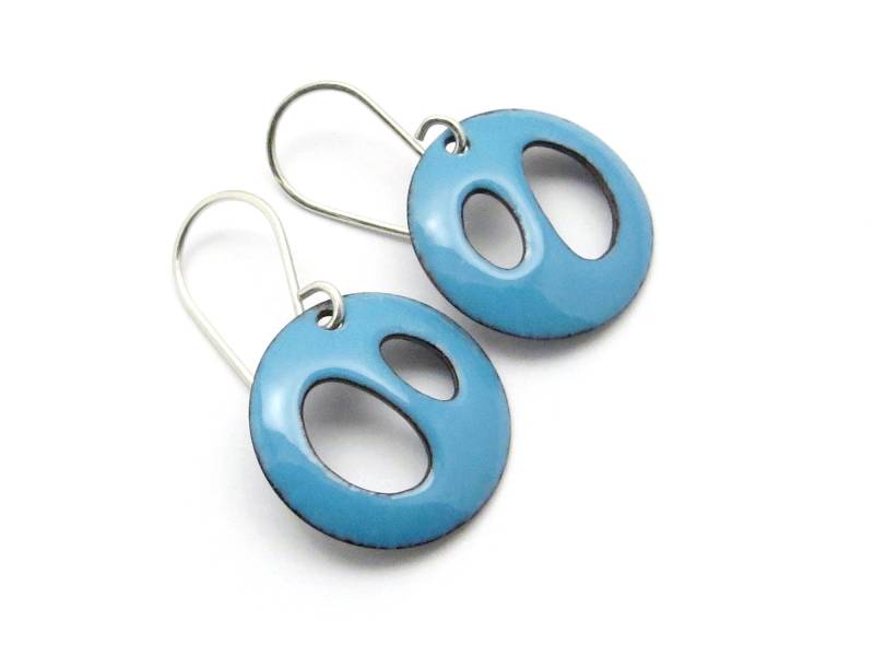 Himmelblaue Emaille Ohrringe - Leichte Ohrhänger Mit 925 Silber Ohrhaken Himmelblaue Emaille Ohrringe - Leichte Ohrhänger Mit 925 Silber Ohrhaken von happyment