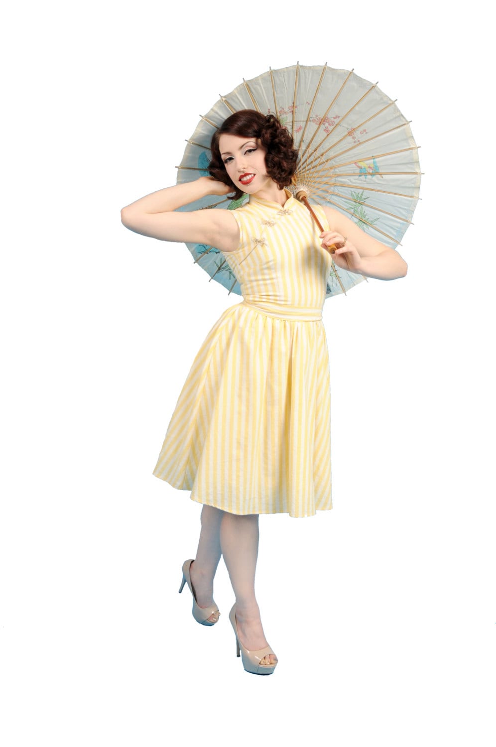 Der Wanderer 50Er Jahre Stil Kleid Mit Stehkragen in Gelb Versandfertig Der Wanderer 50Er Jahre Stil Kleid Mit Stehkragen in Gelb Versandfertig von happyyellowdress