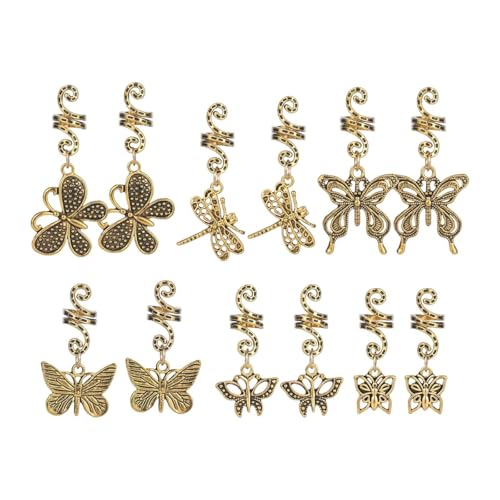 harayaa 12x Haarschmuck für Zöpfe Bartperlen Bartschmuck Accessoires Legierung Mode Geschenk Damen Herren Metall Clips Manschetten Ringe von harayaa