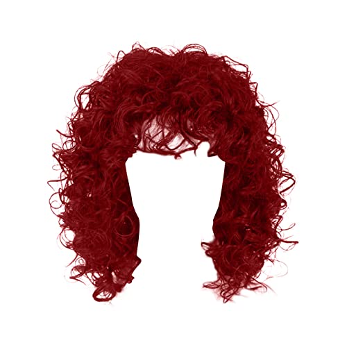 harayaa 13 Zoll Kurzhaarperücke, Elegant, Realistisch Aussehend, mit, Afro Locken, Gewelltes Haarteil, Charmante Mädchen für Party, Cosplay, Abschlussbal, Rotbraun von harayaa