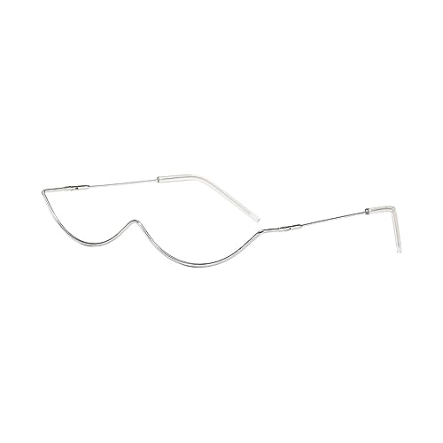 harayaa Halbrahmen-Brillen, Brillengestelle, halbe Brillengestelle ohne Linse, einzigartige, dekorative, vielseitige Brillen für Frauen, Cosplay, Silberrahmen von harayaa