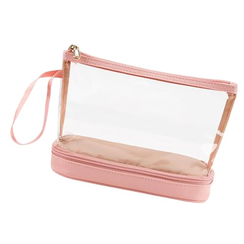 harayaa Klarer PVC -Reise -Make -up -Beutel wasserdichtem Beutel 8.6x3.5x6.3 Zoll für Frauen Geldbeutel Leichtes Multifunktional Toilettenartikel Fall, Rosa von harayaa