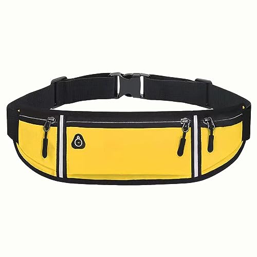 harayaa Laufgürtel, Hüfttasche, Laufgürteltasche, Geldbörse, Handyhalter, reflektierender Läufergürtel, Fitness-Workout-Gürtel für Laufen, Fitness, GELB von harayaa