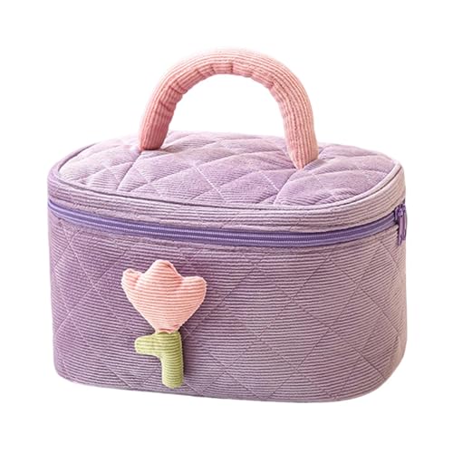 harayaa Make-up-Tasche mit Griff, gesteppt, Kulturbeutel für Mama, Freundin, Teenager-Mädchen, Geschenk, Violett harayaa Make-up-Tasche mit Griff, gesteppt, Kulturbeutel für Mama, Freundin, Teenager-Mädchen, Geschenk, Violett von harayaa