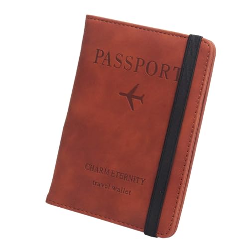 harayaa Reisepasshülle, blockierende Reisepass-Geldbörse, Reisepasshülle aus PU- für Reisen, braun von harayaa