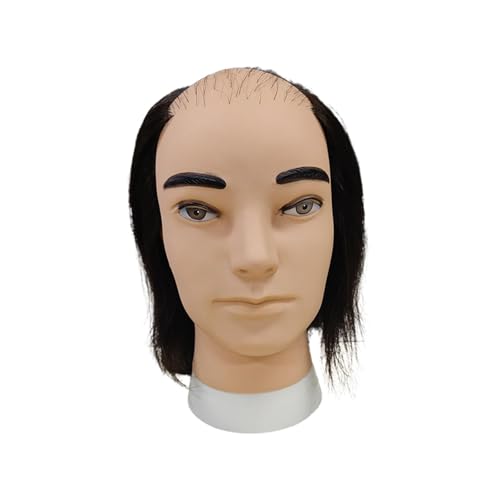 harayaa Schaufensterpuppenkopf für Männer mit Glatze, Hutständer mit langem Haar, Mehrzweck-Ausstellungsständer für Perückenköpfe zum Weben von Hüten von harayaa
