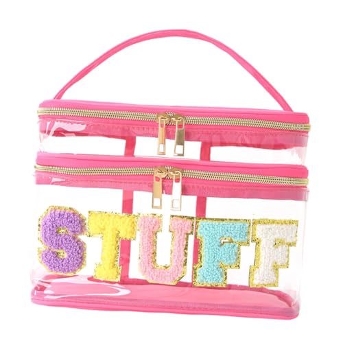 harayaa Stuff Kosmetiktasche mit Reißverschluss, PVC-Glitzer-Kosmetikhandtasche, Kosmetiktasche, transparente Make-up-Organizer-Tasche für, Rose harayaa Stuff Kosmetiktasche mit Reißverschluss, PVC-Glitzer-Kosmetikhandtasche, Kosmetiktasche, transparente Make-up-Organizer-Tasche für, Rose von harayaa