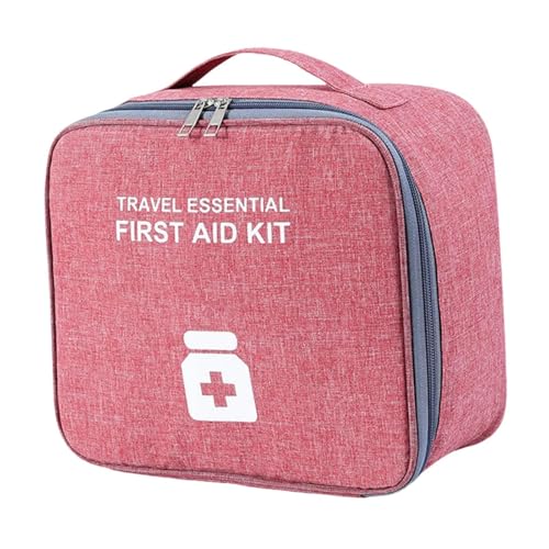 harayaa Tragbare Medizin Lagerung Tasche Kinder Notfall Tasche Erste Hilfe Kits für Outdoor, Wine Red and L von harayaa